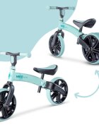 Yvolution Bicicleta copii fara pedale Y Velo Junior Eco green 9 inch roti duble spate varsta 18 luni-3 ani scaun si ghidon reglabile in inaltime greutatea maxima a copilului 20 kg