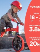 Yvolution Bicicleta copii fara pedale Y Velo Junior red 9 inch roti duble spate varsta 18 luni-3 ani scaun si ghidon reglabile in inaltime greutatea maxima a copilului 20 kg