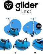 Yvolution Trotineta 5 in 1 Y Glider Luna blue cu spatiu depozitare roti luminoase greutate admisa 50 kg