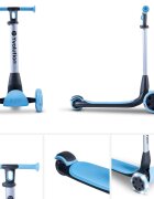 Yvolution Trotineta 5 in 1 Y Glider Luna blue cu spatiu depozitare roti luminoase greutate admisa 50 kg