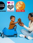 Yvolution Trotineta 5 in 1 Y Glider Luna blue cu spatiu depozitare roti luminoase greutate admisa 50 kg