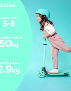 Yvolution Trotineta cu 3 roti Y Glider kiwi green roti Led ghidon reglabil greutate admisa 50 kg
