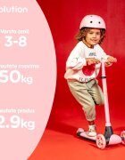 Yvolution Trotineta cu 3 roti Y Glider kiwi pink roti Led ghidon reglabil greutate admisa 50 kg