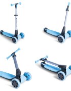 Yvolution Trotineta cu 3 roti Y Glider Nua blue pliabila roti Led ghidon reglabil greutate admisa 50 kg