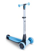 Yvolution Trotineta cu 3 roti Y Glider Nua blue pliabila roti Led ghidon reglabil greutate admisa 50 kg