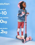 Yvolution Trotineta cu 3 roti Y Glider Nua pink pliabila roti Led ghidon reglabil greutate admisa 50 kg