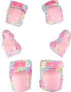 Action One Set protectii cu genunchiere cotiere si aparatori incheieturi Candy Roz