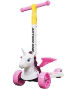 Action One Trotineta cu roti luminoase si late Flying Unicorn Roz
