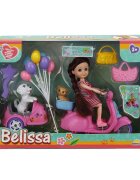 Belissa Set de joaca papusa pe scuter si animalutele dragute Roz