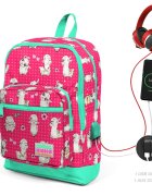 Coral High Ghiozdan cu 4 compartimente cu USB model alpaca