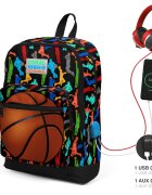Coral High Ghiozdan cu 4 compartimente cu USB model baschet