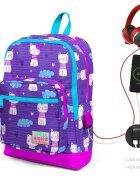Coral High Ghiozdan cu 4 compartimente cu USB model pisicute
