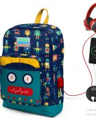 Coral High Ghiozdan cu 4 compartimente cu USB model robotei