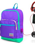 Coral High Ghiozdan cu 4 compartimente cu USB mov