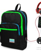 Coral High Ghiozdan cu 4 compartimente cu USB negru