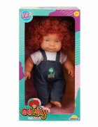 Dollz'n More Papusa Curly Dollz n More Imbracata in salopeta cu dinozaur verde 35 cm