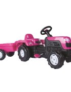 DOLU Tractor cu pedale si remorca Unicorn Roz
