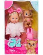 Evi Love Papusa cu jacheta pufoasa si ursulet Teddy