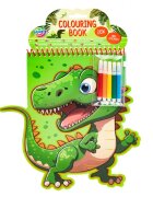 GRAFIX Carte de colorat cu 5 carioci si stickere Dinozaur 20 de pagini