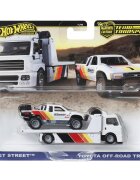 Hot Wheels Transportator cu masinuta Car Culture Toyota Off-Road Pickup Truck si Fleet Street Truck HRV39