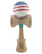 Kendama X Jucarie de indemanare din lemn Flippy Chicanos King Size V3 Super Sticky 18 cm Albastru Alb