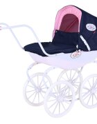 KNORR TOYS Carucior retro pentru papusi Classic copertina reglabila 80 x 31 x 71 cm Navy Blue Rose Princess