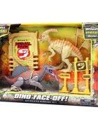 Lanard Toys Set de joaca cu 2 dinozauri si accesorii Primal Clash Gri-Bej