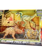 Lanard Toys Set de joaca cu 2 dinozauri si accesorii Primal Clash Maro-Verde
