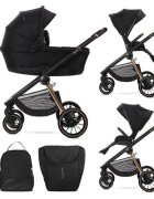 LORELLI Carucior set 2 in 1 Bianca cos landou individual cu maner de transport cadru din aluminiu pana la 22 kg Black