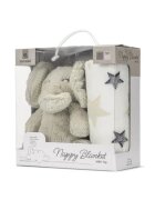 LORELLI Paturica moale cu jucarie din plus Nappy 90 x 75 cm Elefant Beige