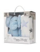 LORELLI Paturica moale cu jucarie din plus Nappy 90 x 75 cm Elefant Blue