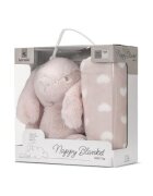LORELLI Paturica moale cu jucarie din plus Nappy 90 x 75 cm Iepuras Pink