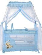 LORELLI Patut pliabil stil baldachin Magic Sleep cu accesorii Blue Moon Sleeping Bear