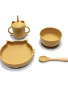 LORELLI Set de hranire din silicon natural 4 piese 6 luni+ Yellow