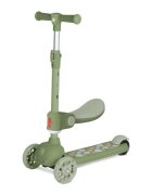 LORELLI Trotineta Jetster Plus pana la 20 kg scaun pliabil si reglabil 4 pozitii roti din silicon cu leduri colorate Green