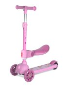 LORELLI Trotineta Jetster Plus pana la 20 kg scaun pliabil si reglabil 4 pozitii roti din silicon cu leduri colorate Pink
