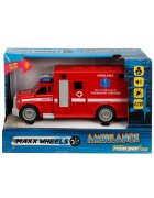 Maxx Wheels Masina de ambulanta cu lumini si sunete 1:20 Rosu
