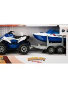 Maxx Wheels Set Super ATV cu remorca si barca Albastru