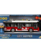 Maxx Wheels Troleibuz cu lumini si sunete City Service 1:16 Rosu
