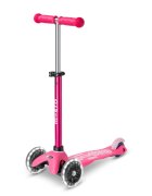 MICRO Trotineta cu 3 roti si lumini LED Mini Deluxe Roz