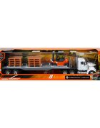New Ray Set camion cu platforma si motostivuitor 1:43 Alb
