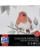 Oxford Set 24 creioane colorate in cutie de metal Artistic