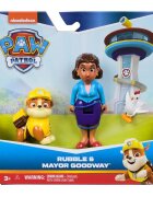 Paw Patrol Set figurina si 2 animalute Rubble Goodway si Chickaletta