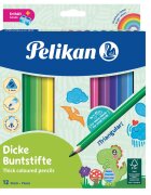 Pelikan Set 12 creioane colorate cu ascutitoare Jumbo