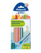 Pelikan Set 8 creioane colorate si 1 alb Griffix