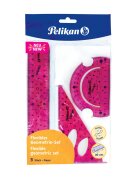 Pelikan Set geometrie 3 piese flexibil roz