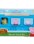 Peppa Pig Set figurina cu autobuz scolar din lemn