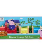 Peppa Pig Set figurina cu tren din lemn cu locomotiva si 2 vagoane