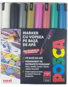 Posca Set markere UNI PC-1MR 0.7 MM Varf Fin Metalic 8 culori metalizate