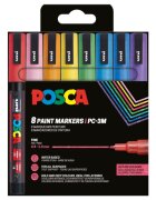 Posca Set markere UNI PC-3ML 0.9-1.3 MM cu sclipici 8 culori